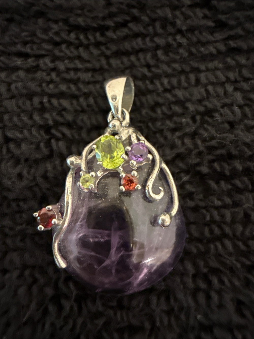 Amethyst 925 stamped pendant